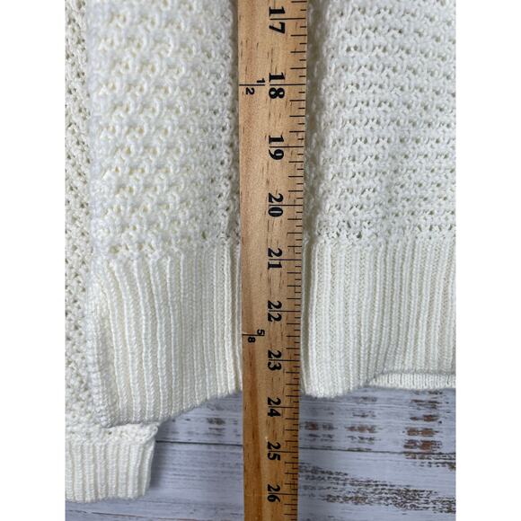 GAP White Cable Knit Coastal Sweater XSmall Nautical Neutral Modest Career - Picture 8 of 9